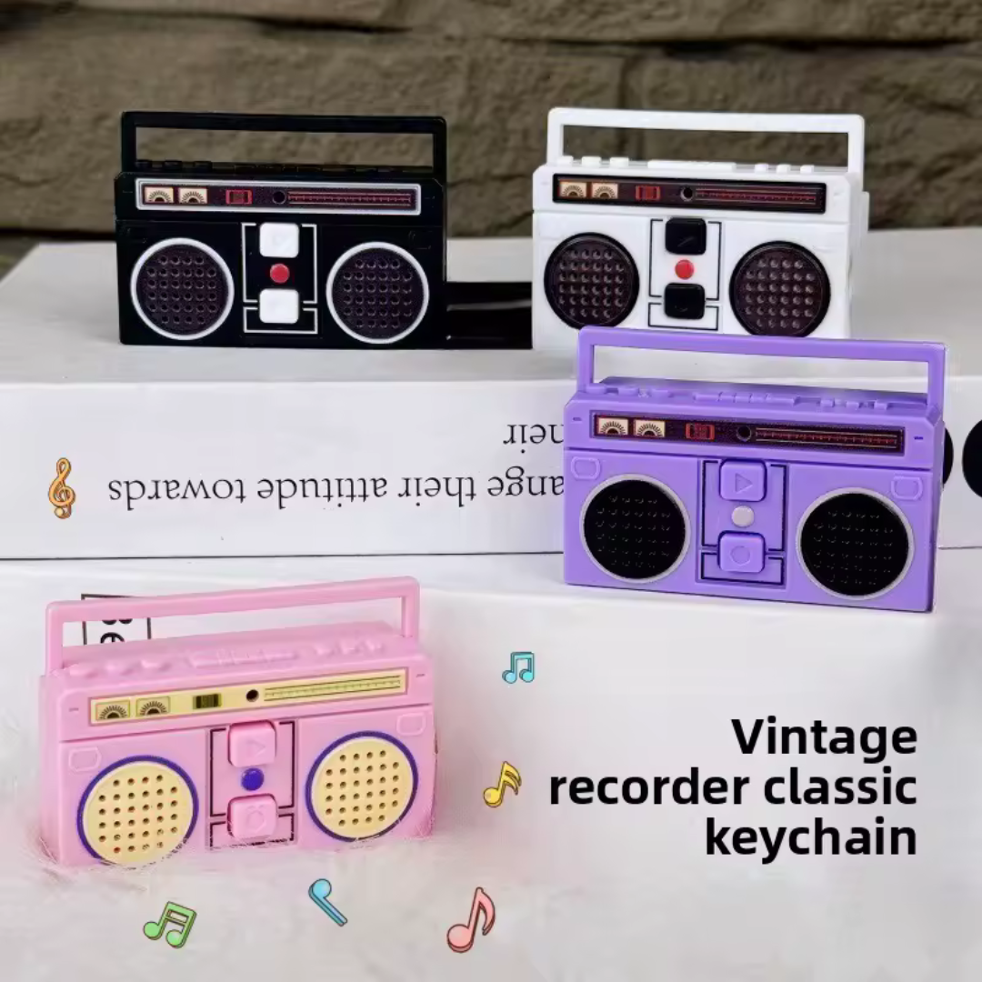 Mini llavero y grabadora Vintage de radiocasete